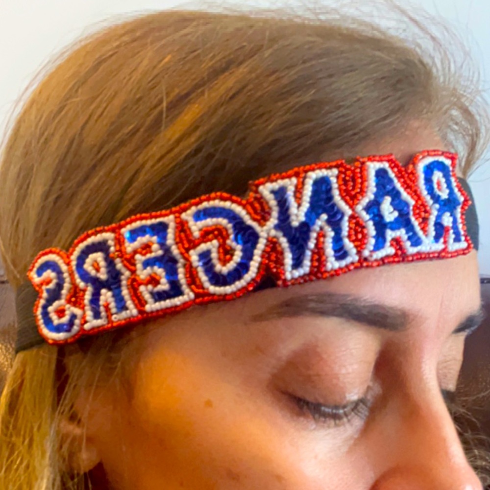 Texas Rangers beaded and sequined headband